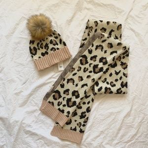 NWT neutral leopard matching scarf and hat